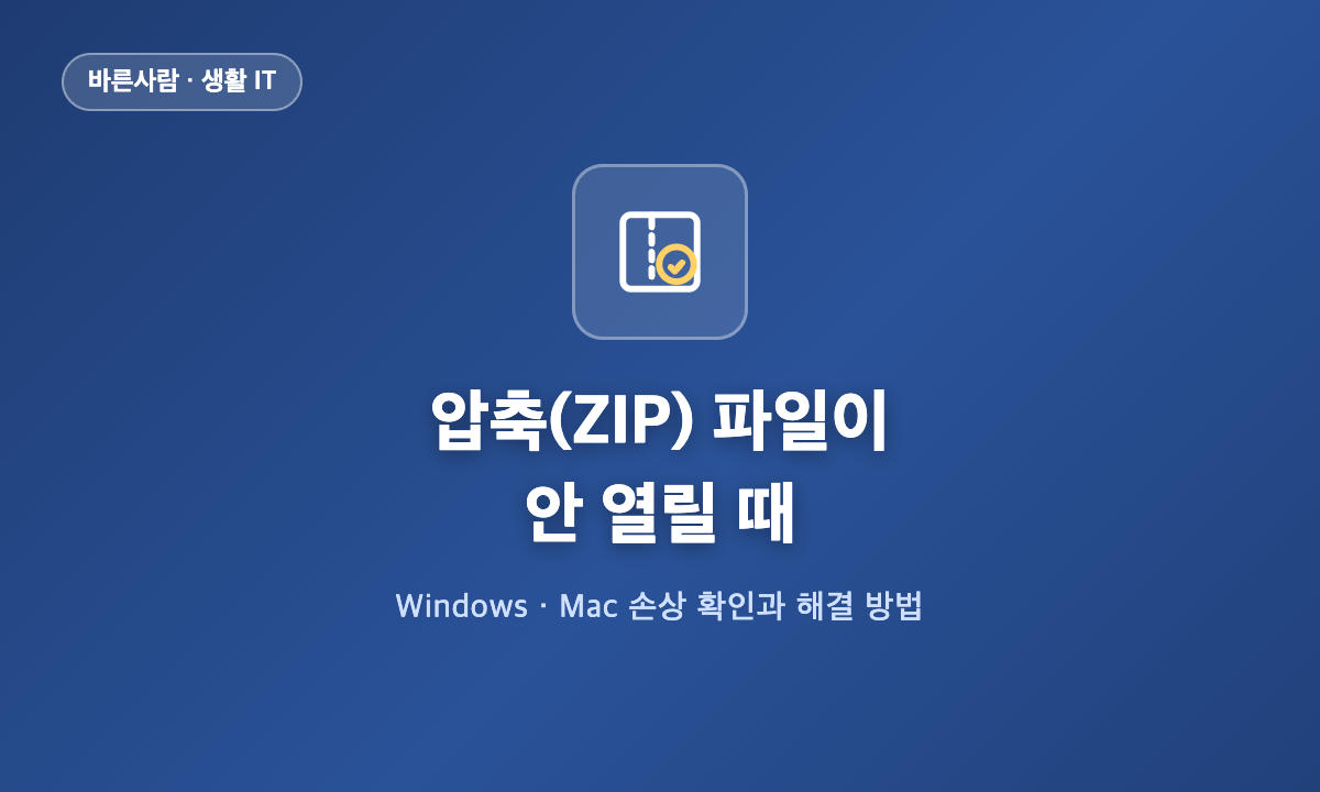 Windows와 Mac 압축(ZIP) 파일이 안 열릴 때 해결 방법을 안내하는 대표 이미지