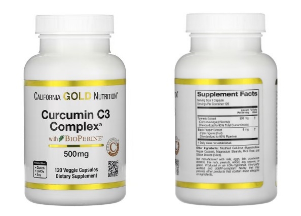 California Gold Nutrition, BioPerine 함유 커큐민 C3 복합체, 500mg, 베지 캡슐 120정