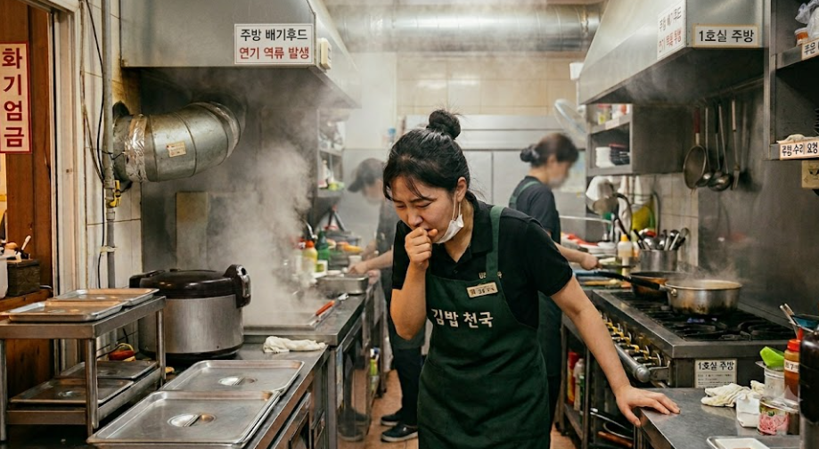 주방내 연기 연류