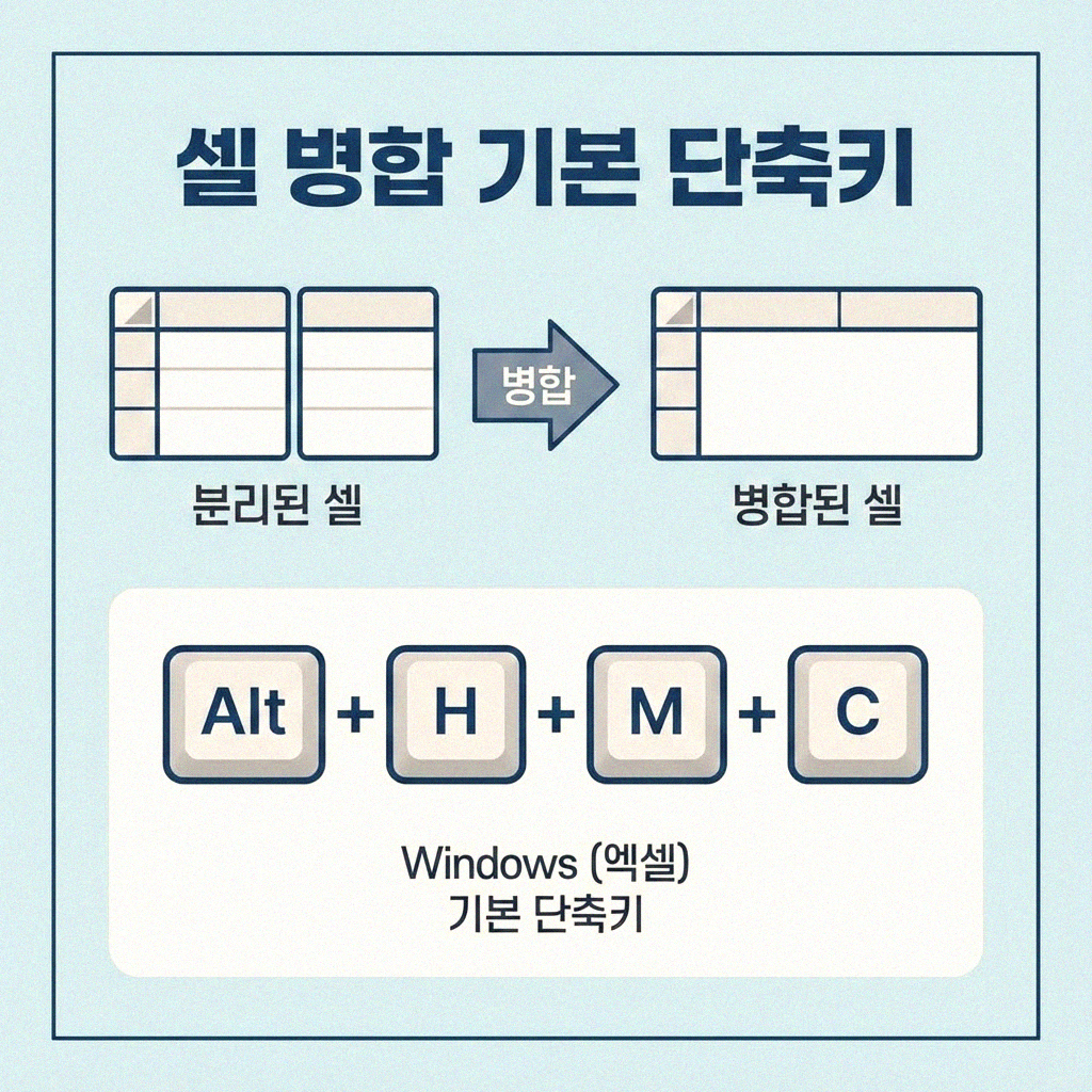 엑셀 셀 병합 단축키 초간단 정리