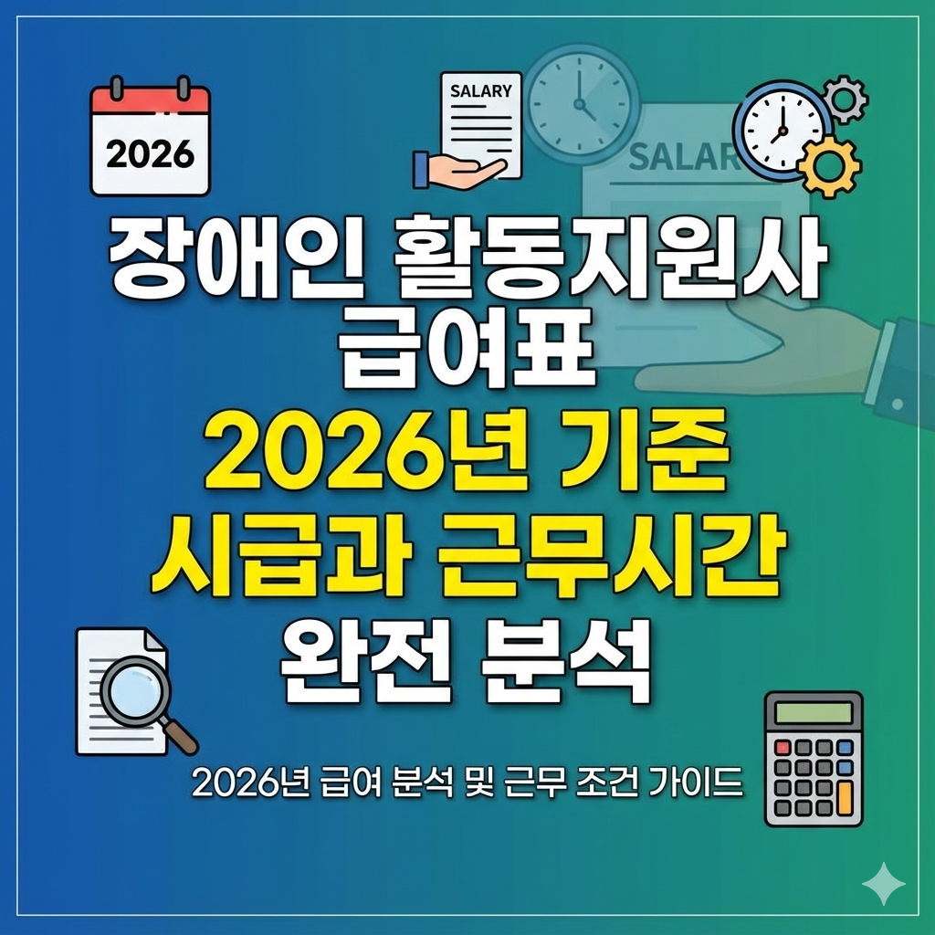 장애인 활동지원사 급여표 2026년 기준 시급과 근무시간 완전 분석