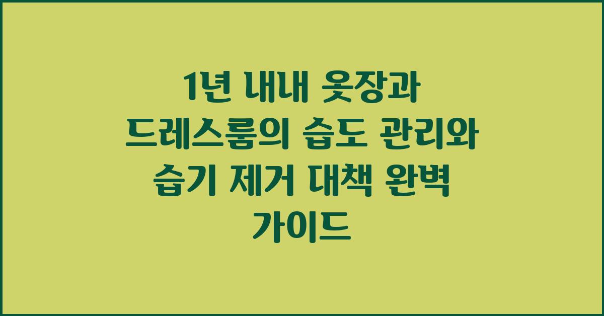 1년 내내 옷장과 드레스룸의 습도 관리와 습기 제거 대책