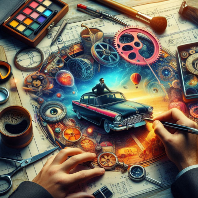 차량과 산업 기술을 디자인하는 창의적인 작업의 이미지