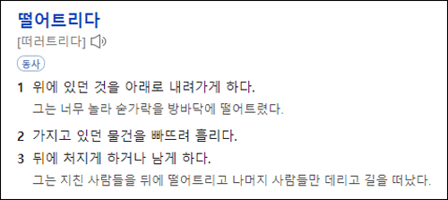떨어뜨리다 떨어트리다 떠어트리다 사전적 의미 이미지