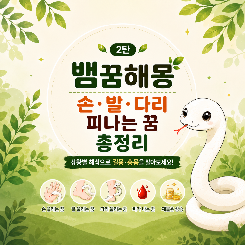 뱀꿈해몽 2탄 손&middot;발&middot;다리&middot;피 나는 꿈 총정리 대표 이미지