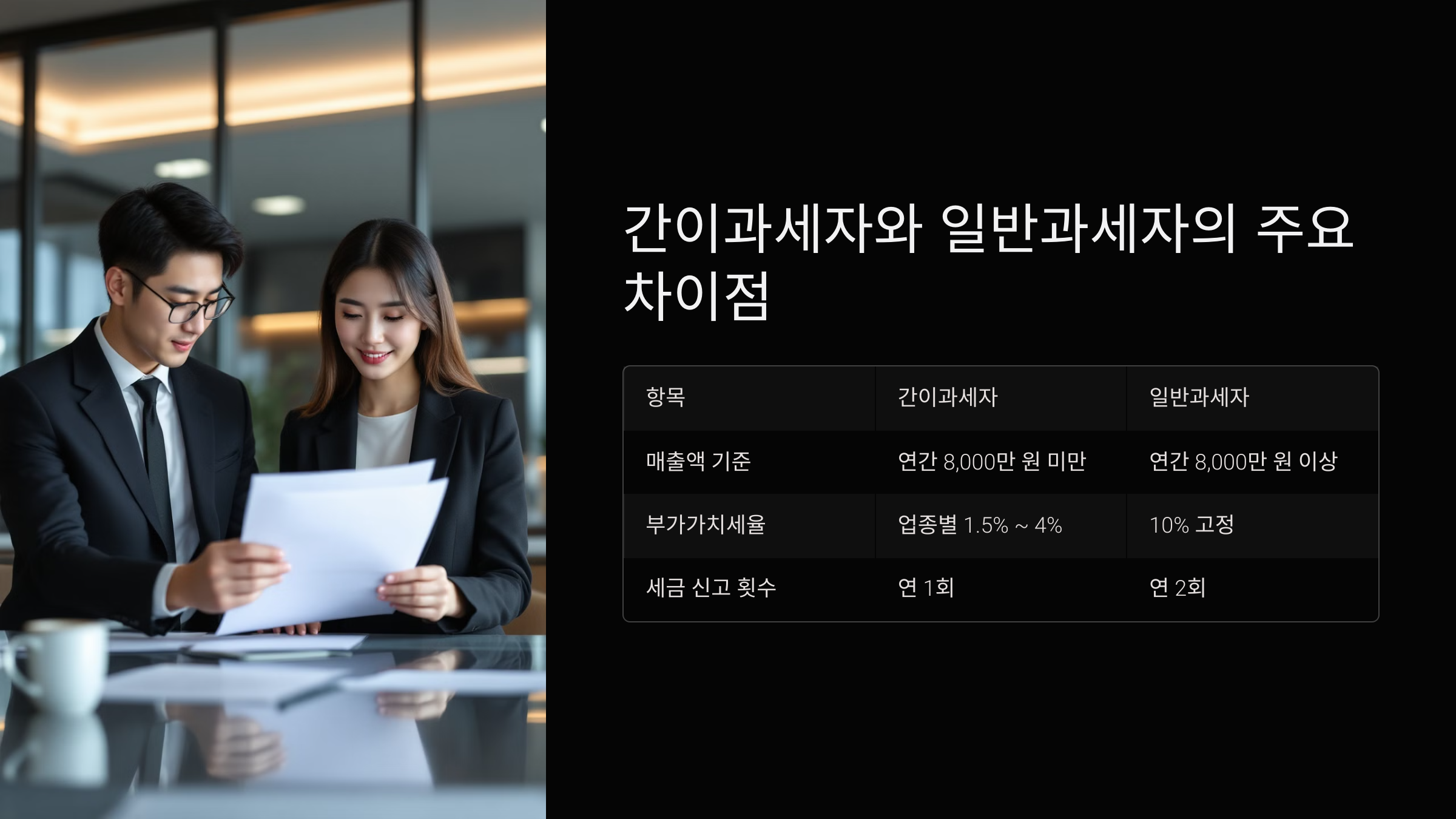 간이과세자와 일반과세자의 주요 차이점