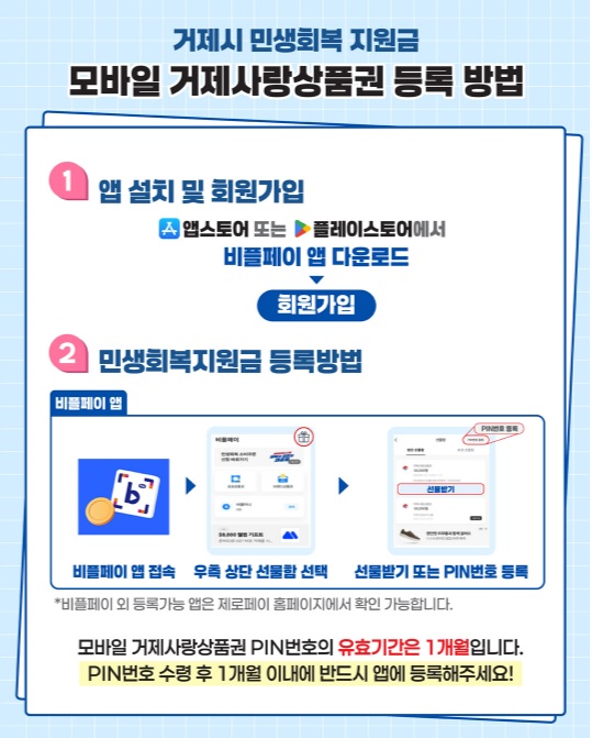 거제시 민생회복지원금 모바일 상품권 등록방법