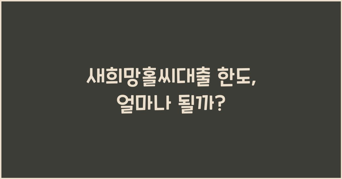 새희망홀씨대출 한도