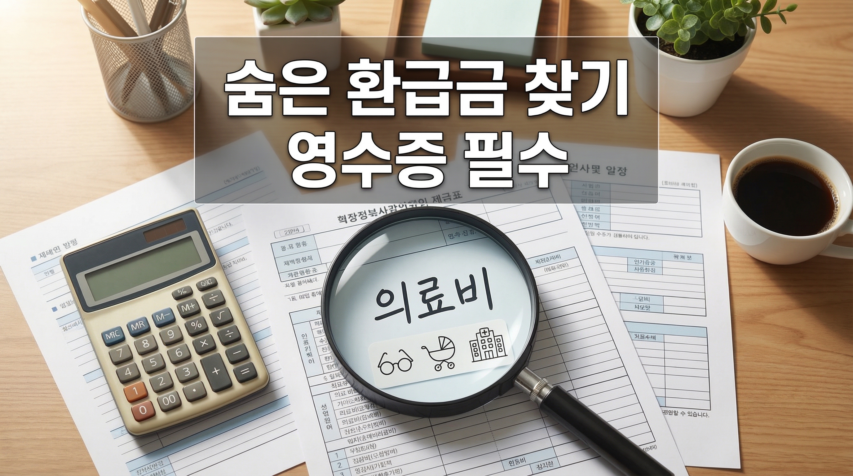 안경,산후조리,병원 등 숨은 환급금 영수증을 나타내는 사진