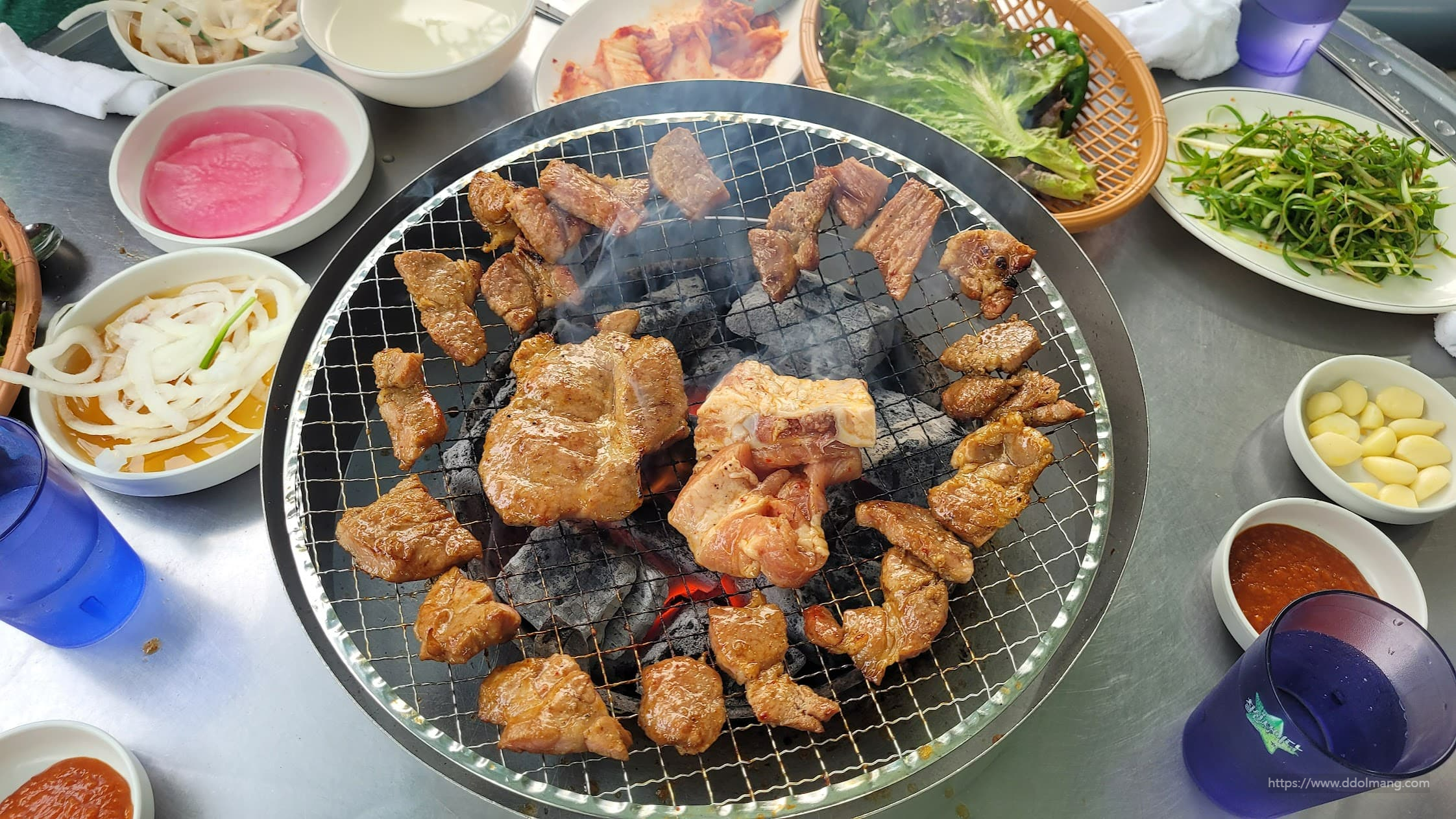 Beef(Pork) Short Ribs (Galbi): Served marinated or non-marinated, and considered a signature Korean BBQ dish