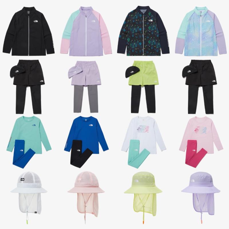 (국내매장판) 노스페이스키즈 집업 래쉬가드 워터레깅스세트 유아 주니어 초등학생 실내수영복