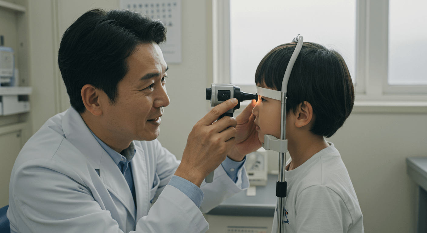 영유아가 시력과 청력 검사를 받는 모습 1