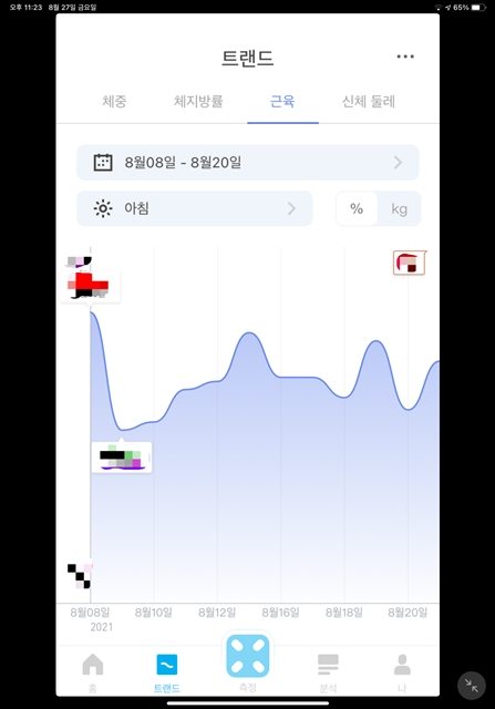 피쿡 스마트 인바디 체중계 근육량 트렌드 기능