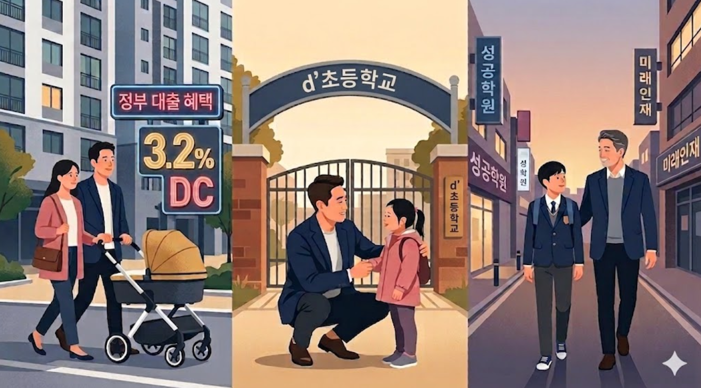 대한민국 3040 부모들이 통계청 데이터와 세법 제도를 기반으로 신생아 특례 대출 만기와 처분 조건 청약 가점 양도세 비과세 일시적 2주택 기한을 연동하여 도출한 신혼부터 자녀 영아기 초등입학전 초등고학년 생애주기별 평균 이사 타이밍 로드맵 대표 이미지
