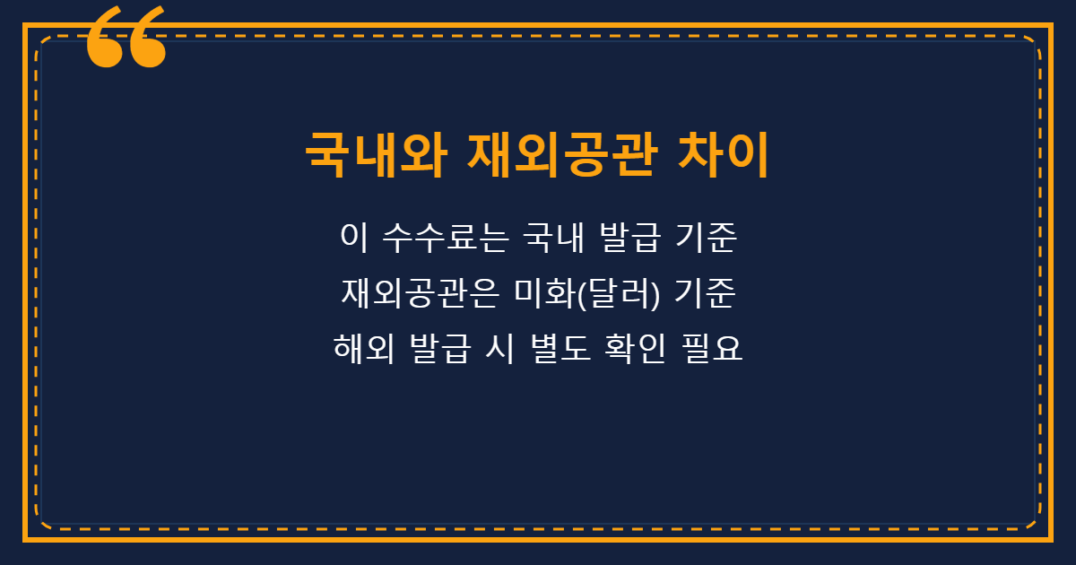 국내 재외공관 수수료 차이 이미지