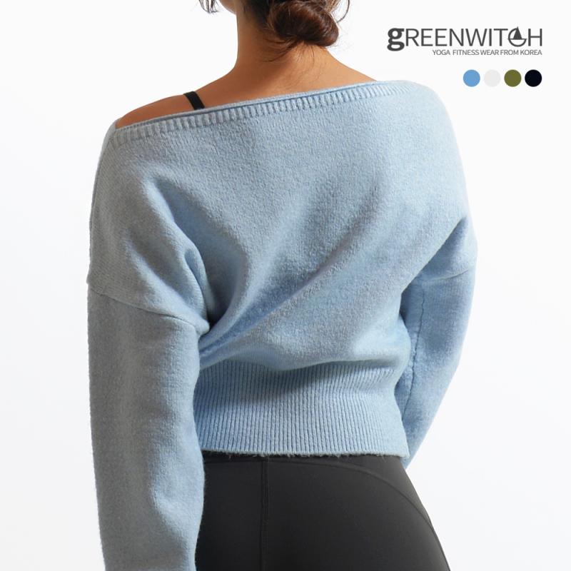 그리니치 울혼방 보트넥 필라테스 입술라인 니트 커버업 요가복