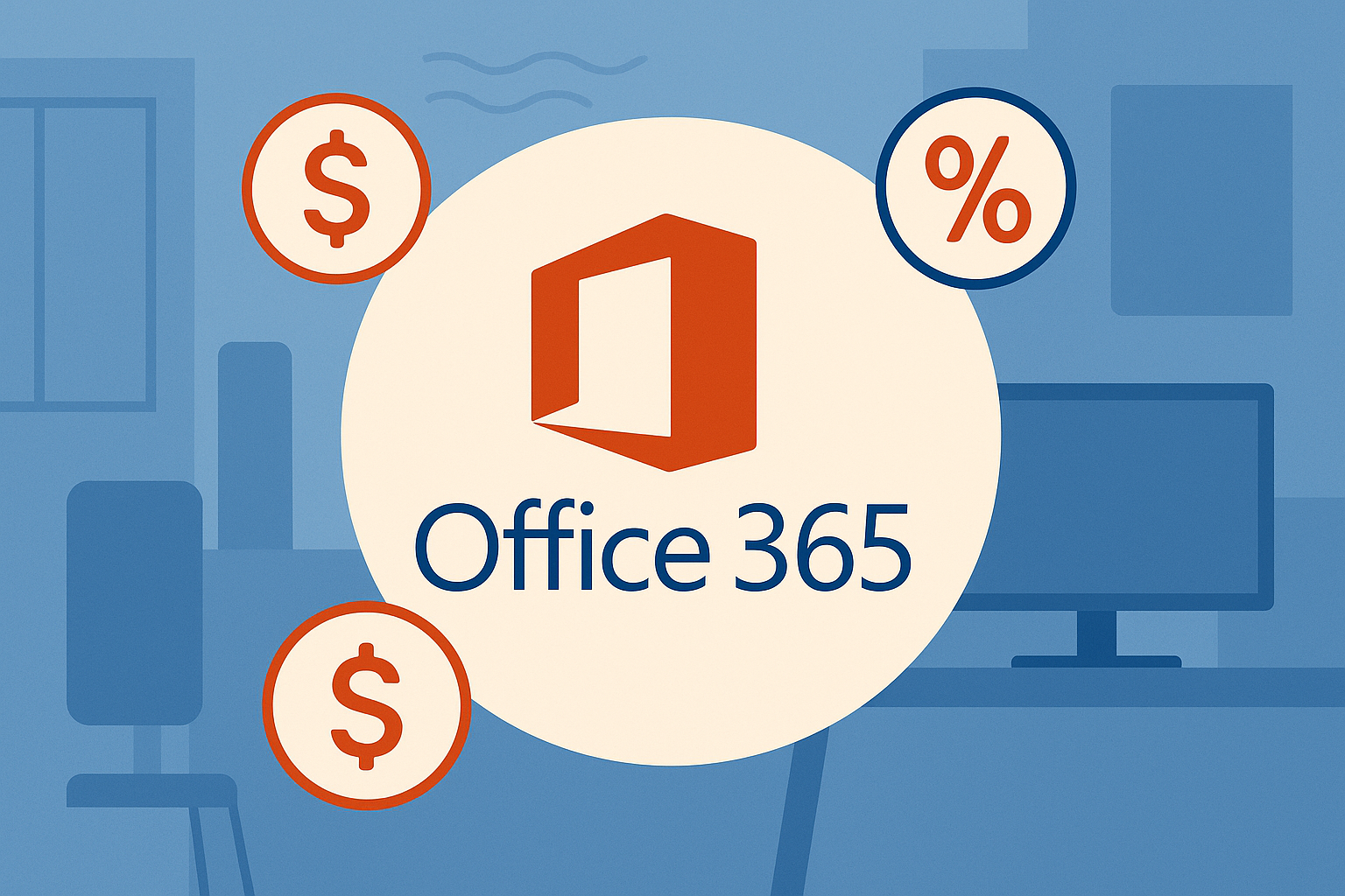 Microsoft Office 365 subscription discount guide with DOLOFFER platform savings illustration