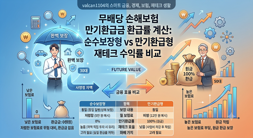무배당 손해보험 만기환급금 환급률 계산: 순수보장형 vs 만기환급형 재테크 수익률 비교