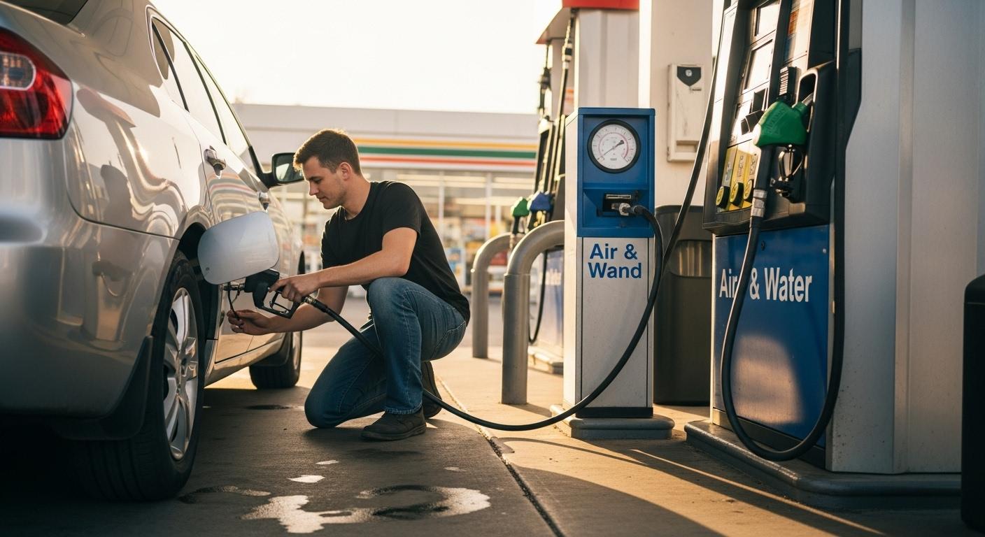 자동차 공기압 넣는법 주유소
