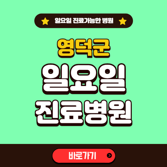 영덕군 일요일 진료 가능한 병원 ❘ 주말 문여는 곳 총정리 (소아과, 내과, 안과, 치과, 피부과, 정형외과, 산부인과)