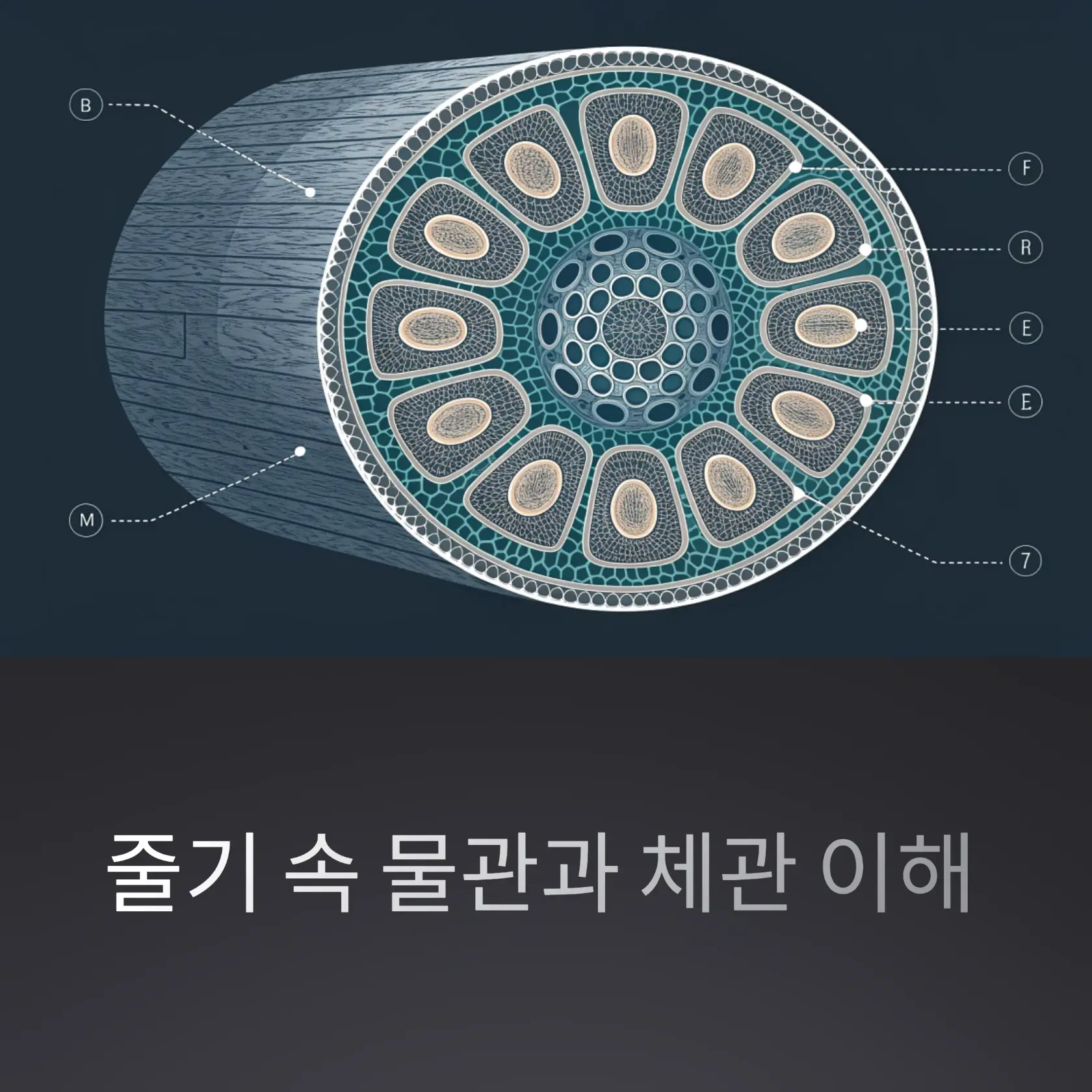 식물 줄기에는 물관과 체관이라는 두 가지 통로가 있습니다.