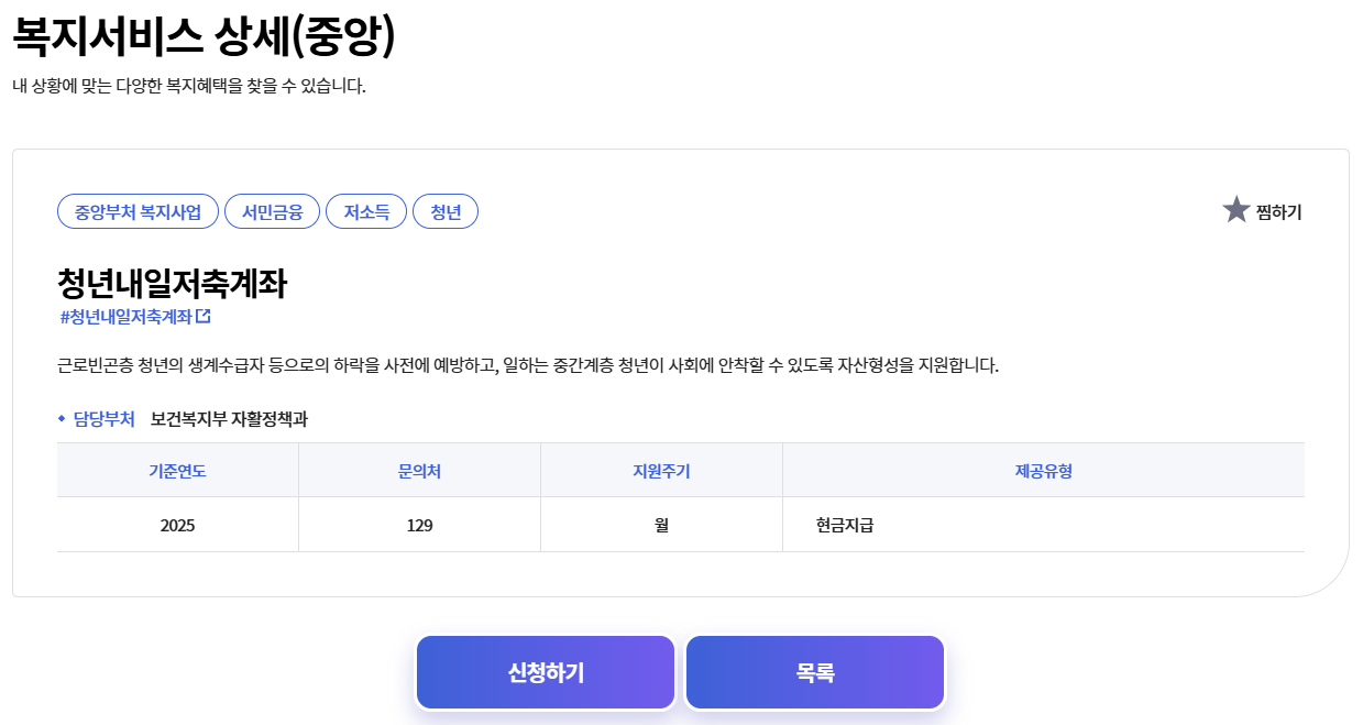 2025 청년내일저축계좌 신청기간