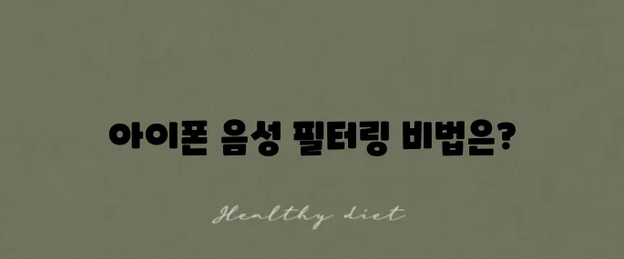 아이폰에서 음성 분리와 통화 소음 필터링하는 방법 안내입니다!