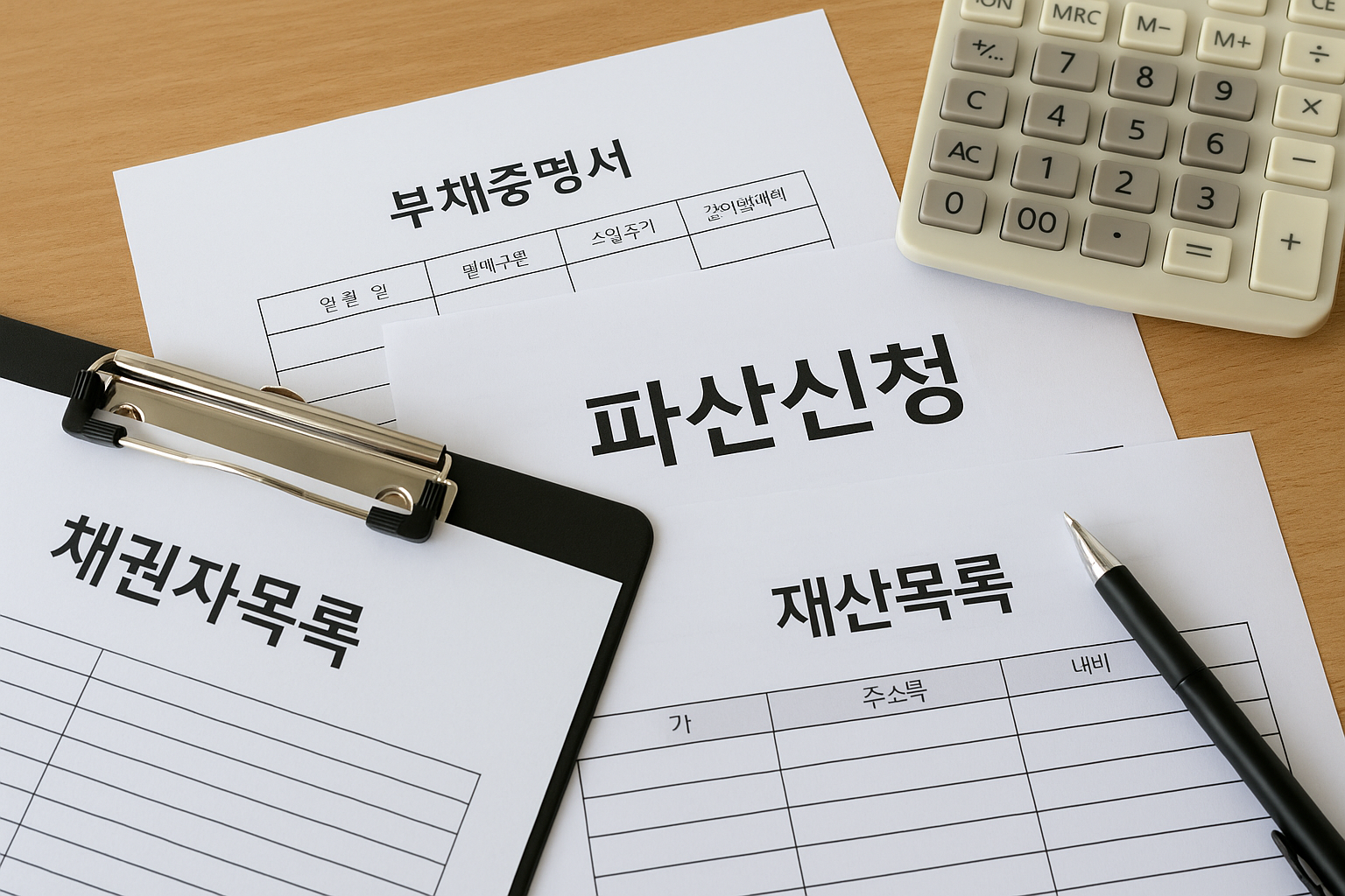 파산신청-서류-증명서-계산기