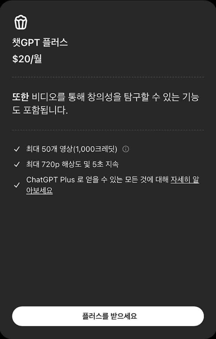 소라 AI 구독 요금표