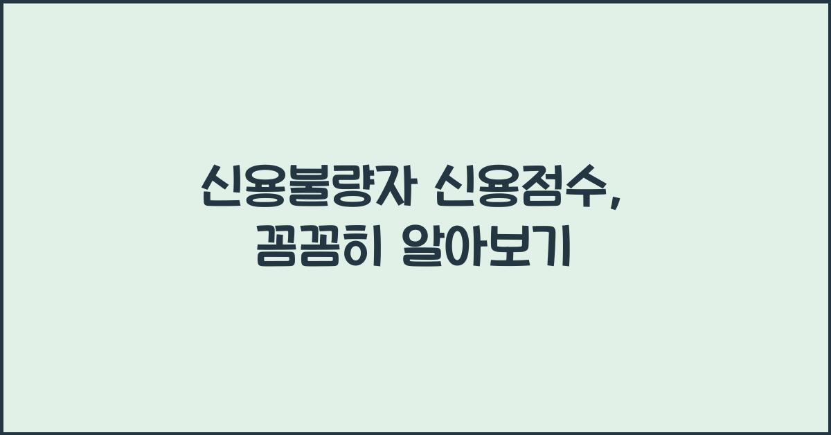 신용불량자 신용점수