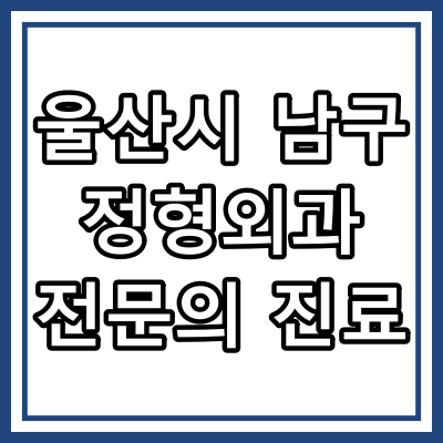 울산시 남구 정형외과 전문의 진료 하는 정형외과 의원 &quot;완전정리&quot;