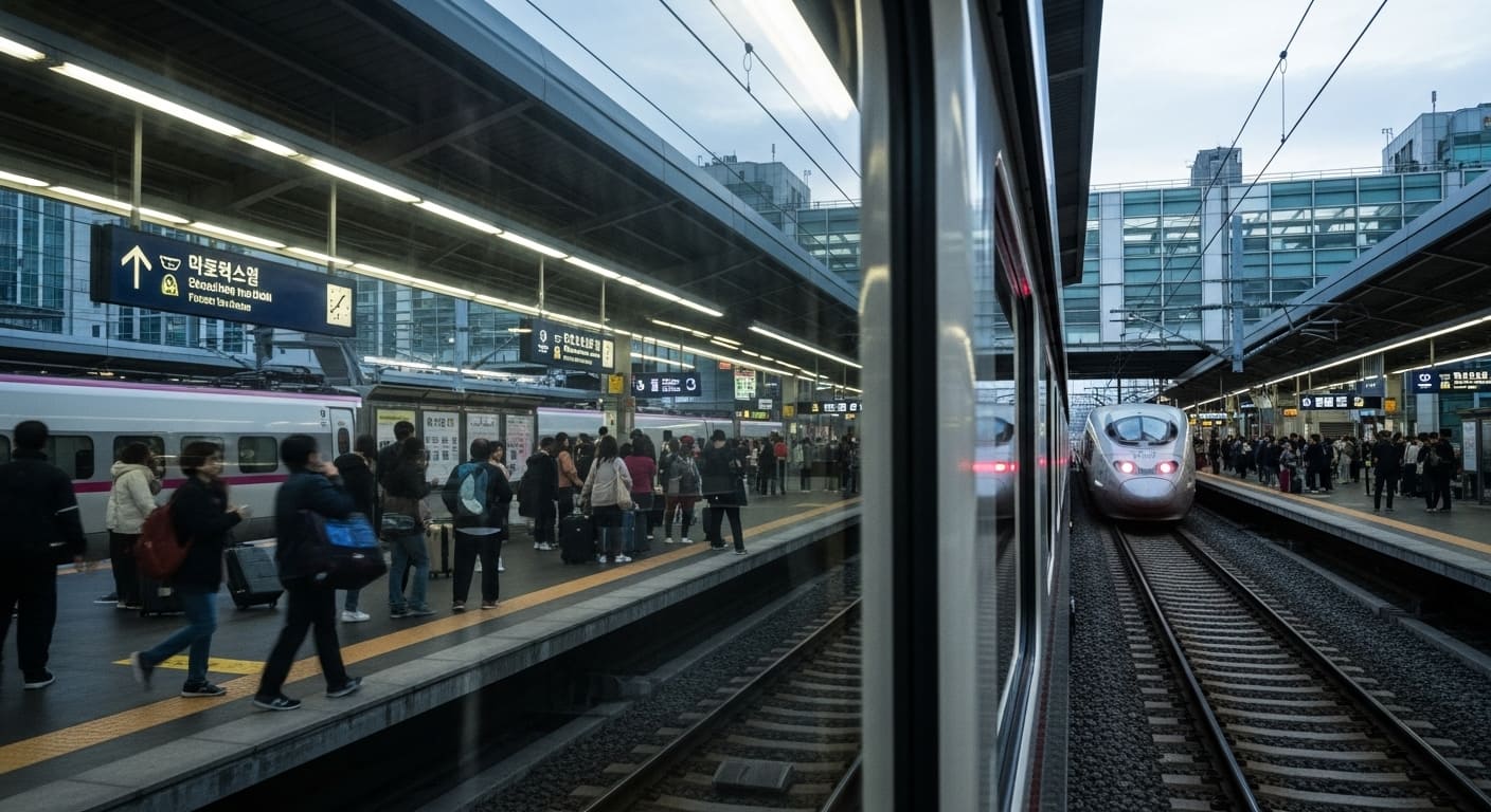 철도 역 창구에서 진행되는 SRT 승차권 환불 과정