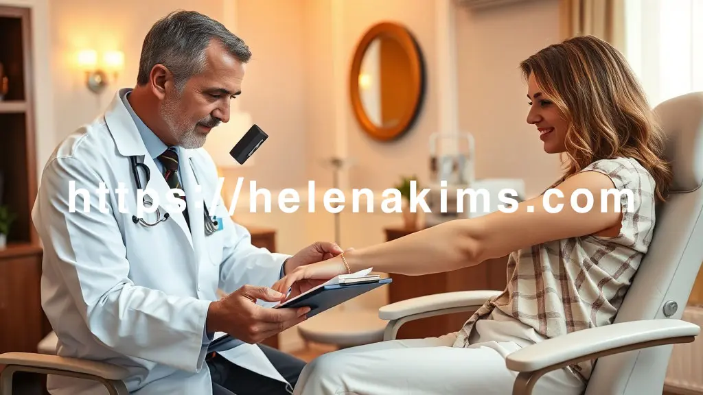 전문적인 모습의 피부과 의사가 환자와 편안하게 앉아 자신의 증상을 설명하고, 의사는 경청하며 기록하는 모습.