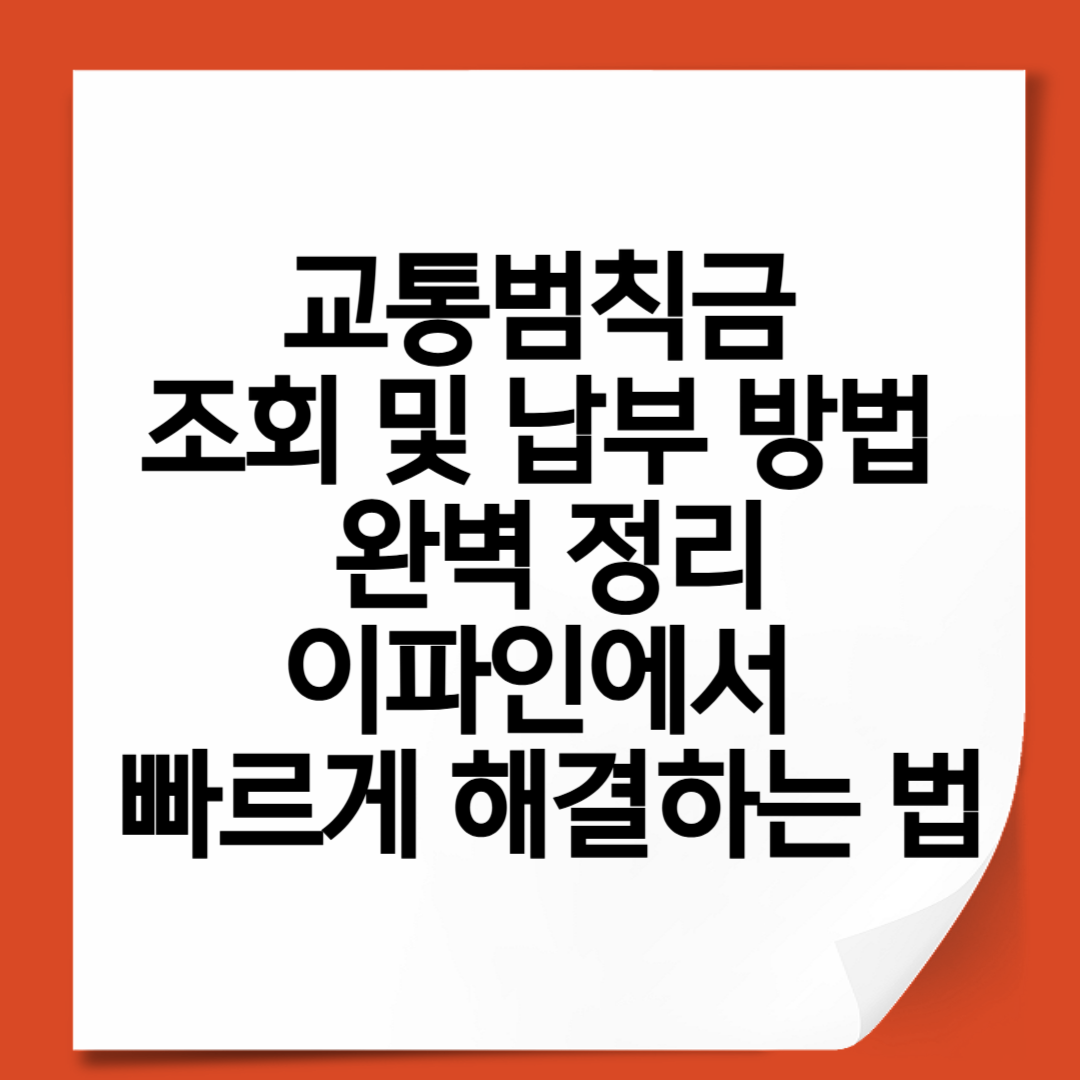 교통범칙금 조회 및 납부 방법 완벽 정리|이파인에서 빠르게 해결하는 법