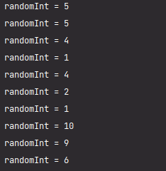 Random 클래스를 사용해서 1~10까지 난수 생성