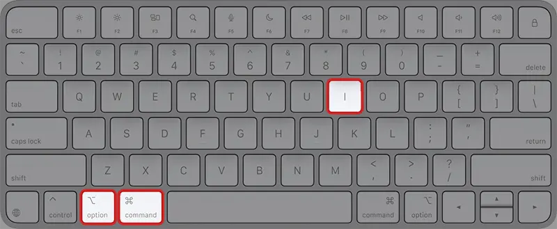 인스펙터 보기의 단축키는 command⌘ + option⌥ + I 이다.