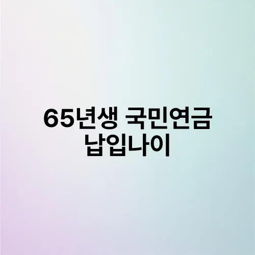65년생 국민연금 납입나이