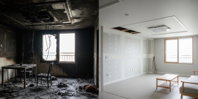 화재청소 후 복구중