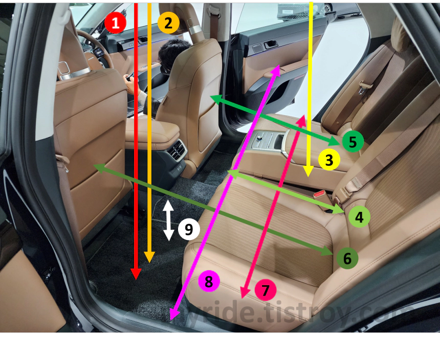 디올뉴그랜저 2열공간 실측 순서1