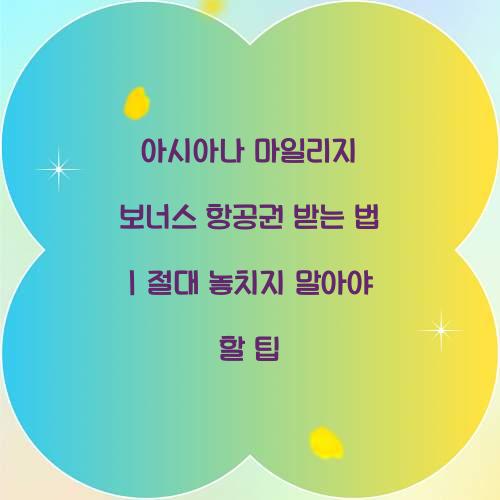 아시아나 마일리지 보너스 항공권