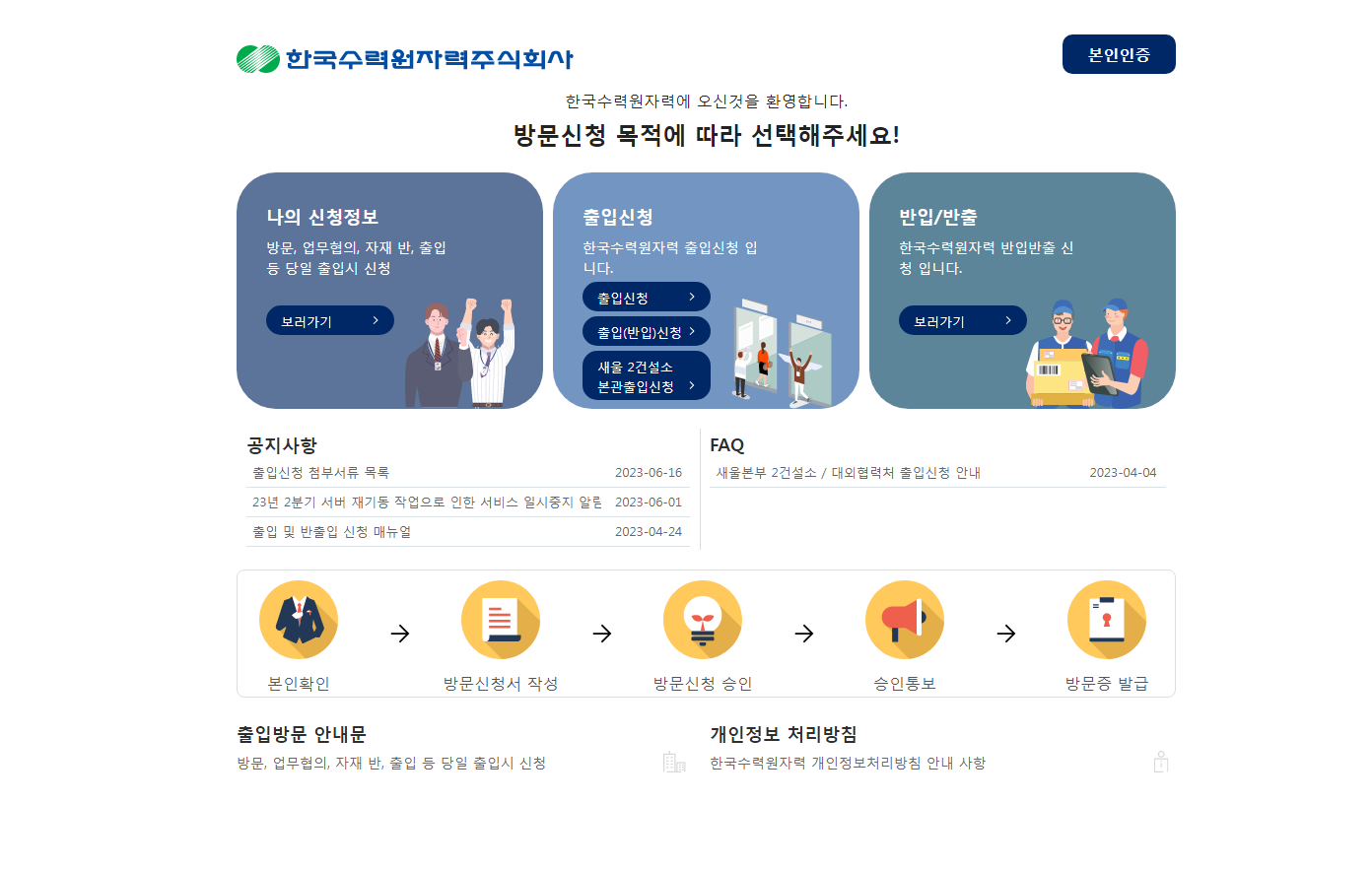 한국수력원자력 통합출입관리시스템