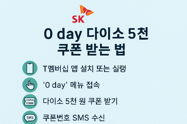 SKT 0 day 다이소 5천 원 쿠폰 받는 법, 지금 바로 신청하세요!