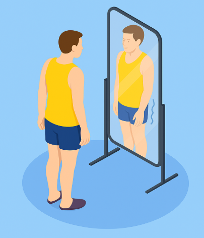 거울을 보며 자신의 자세를 바로잡는 습관