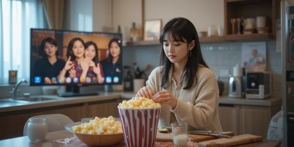 미스트롯4 본방사수를 위해 방송 전 간식 준비하는 장면