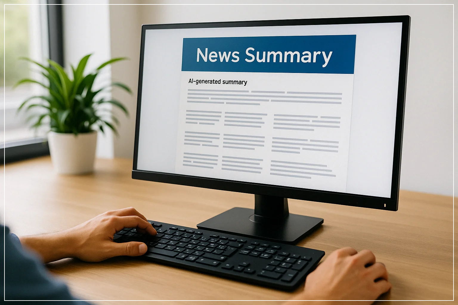 데스크톱 화면에 표시된 뉴스 요약 페이지