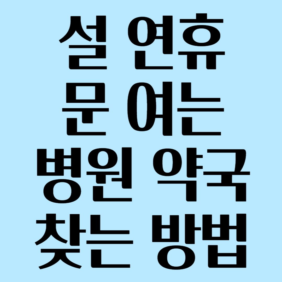 설 명절 연휴 문 여는 병원 약국 찾는 방법