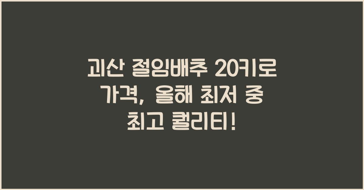 괴산 절임배추 20키로 가격