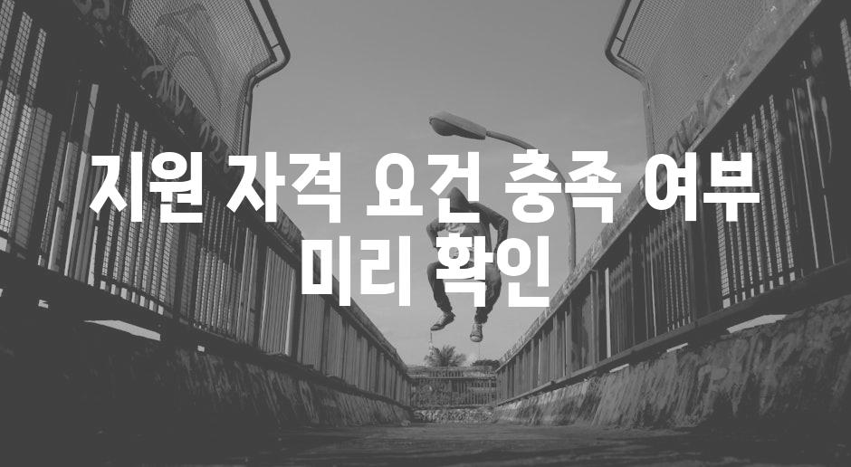 지원 자격 요건 충족 여부 미리 확인