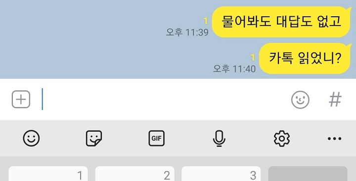 카톡 대화가 보임 카톡 보냈는데 읽었냐는 내용임