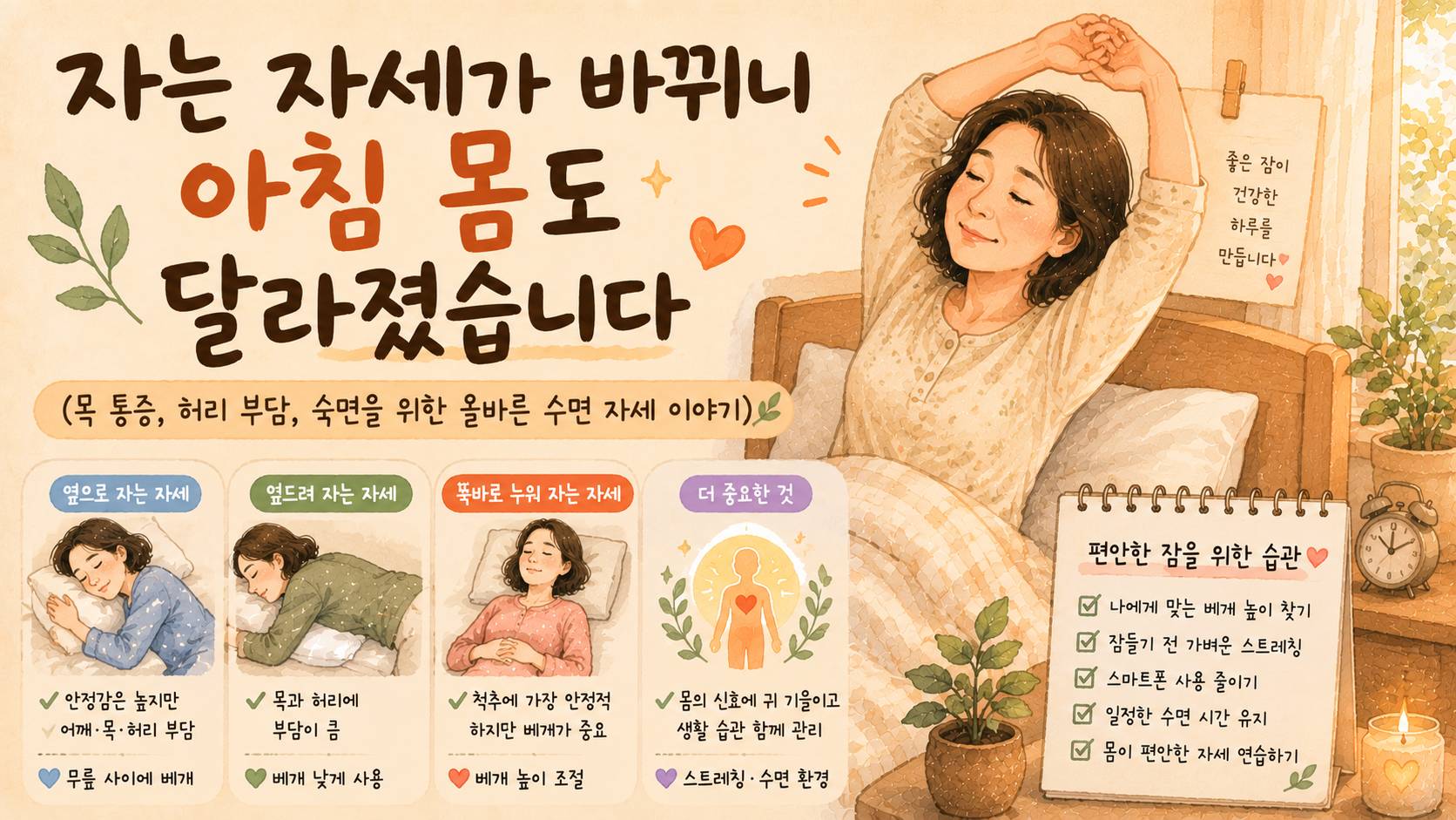 편안한 잠을 위한 수면 자세